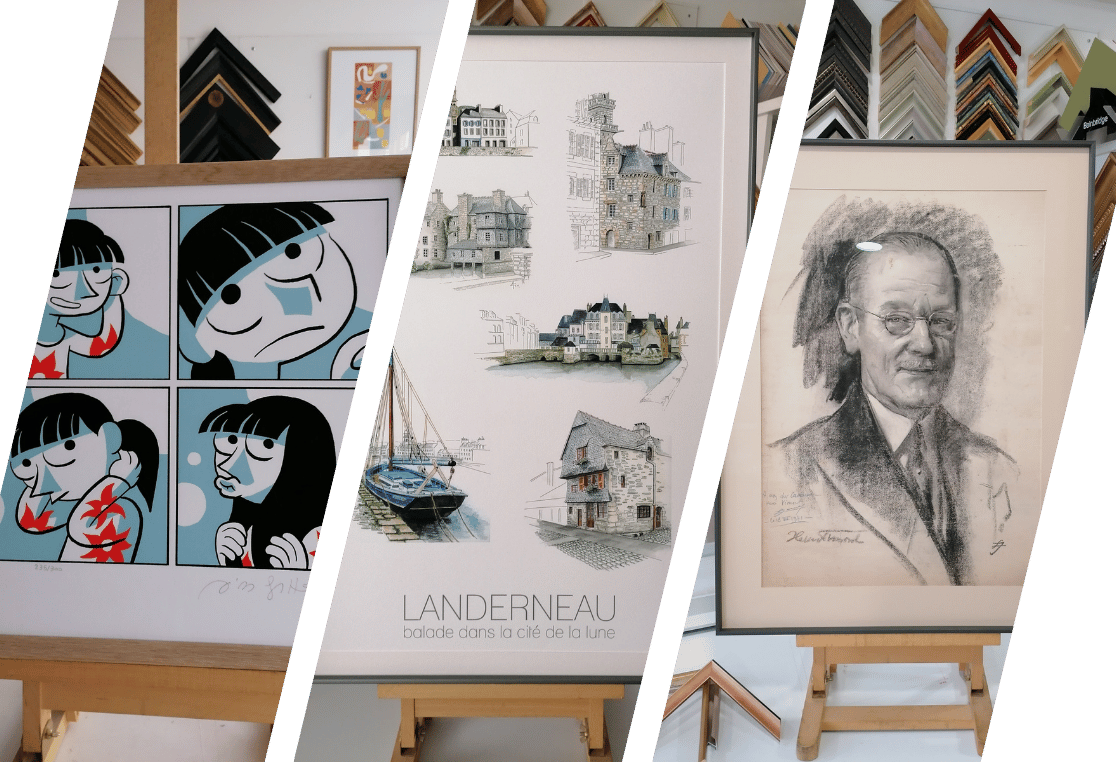 Dessins, gravures et estampes avec cadres adaptés